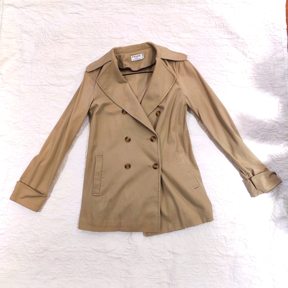 Frame tan twill peacoat jacket